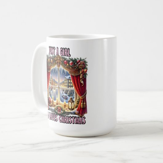 Gemütliches Weihnachtsfenster Kaffeetasse (Vorderseite Links)