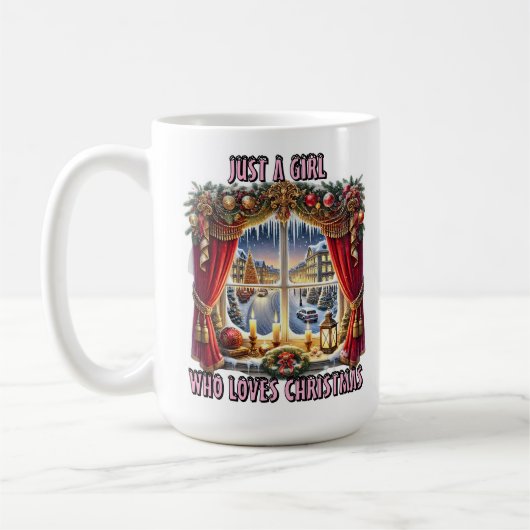 Gemütliches Weihnachtsfenster Kaffeetasse (Links)