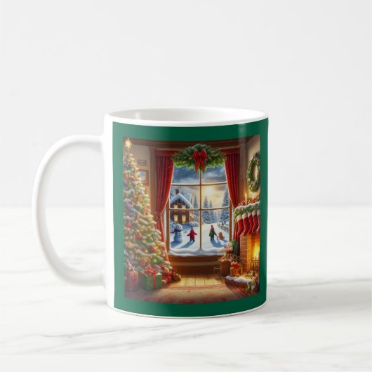 Gemütliches Weihnachtsfenster Kaffeetasse (Links)