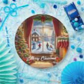 Gemütliches Weihnachtsfenster Pappteller (Party)