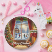 Gemütliches Weihnachtsfenster Pappteller (Party)