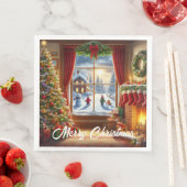 Gemütliches Weihnachtsfenster Serviette (Beispiel)