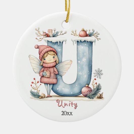 Gemütliches Weihnachtsfest Anfänglicher Personalis Keramik Ornament (Vorne)