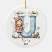 Gemütliches Weihnachtsfest Anfänglicher Personalis Keramik Ornament (Hinten)