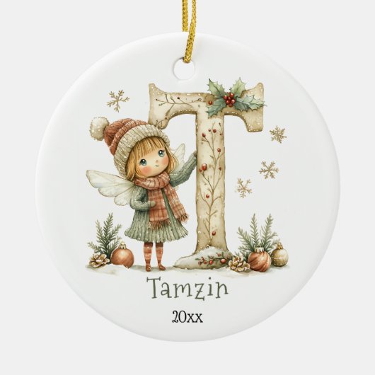 Gemütliches Weihnachtsfest Anfänglicher Personalis Keramik Ornament (Vorne)