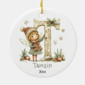 Gemütliches Weihnachtsfest Anfänglicher Personalis Keramik Ornament (Hinten)