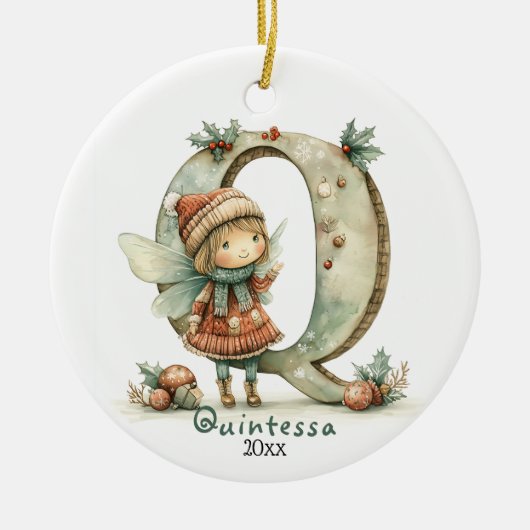 Gemütliches Weihnachtsfest Anfänglicher Personalis Keramik Ornament (Vorne)