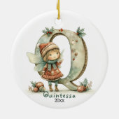 Gemütliches Weihnachtsfest Anfänglicher Personalis Keramik Ornament (Hinten)