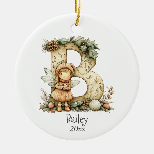 Gemütliches Weihnachtsfest Anfänglicher Personalis Keramik Ornament (Vorne)