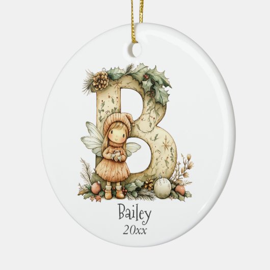 Gemütliches Weihnachtsfest Anfänglicher Personalis Keramik Ornament (Links)