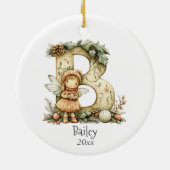 Gemütliches Weihnachtsfest Anfänglicher Personalis Keramik Ornament (Hinten)