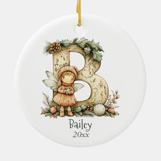 Gemütliches Weihnachtsfest Anfänglicher Personalis Keramik Ornament (Hinten)