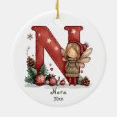 Gemütliches Weihnachtsfest Anfänglicher Personalis Keramik Ornament (Hinten)