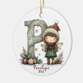 Gemütliches Weihnachtsfest Anfänglicher Personalis Keramik Ornament (Links)