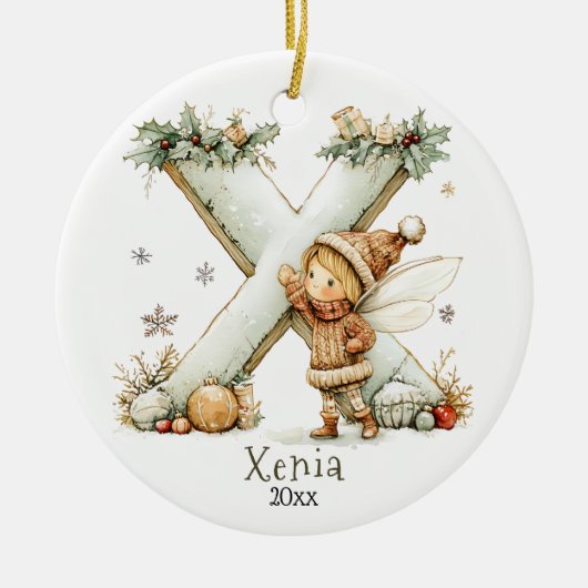 Gemütliches Weihnachtsfest Anfänglicher Personalis Keramik Ornament (Vorne)