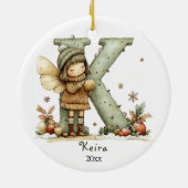 Gemütliches Weihnachtsfest Anfänglicher Personalis Keramik Ornament (Hinten)