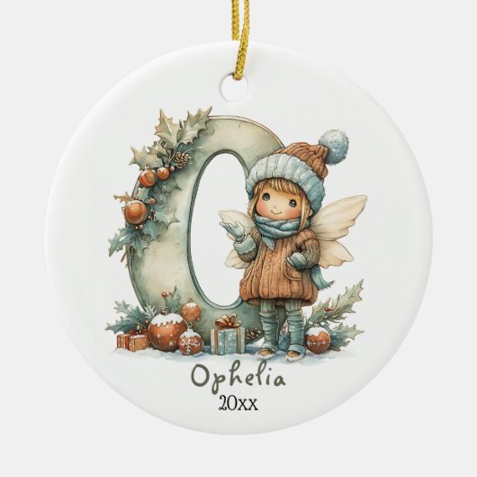 Gemütliches Weihnachtsfest Anfänglicher Personalis Keramik Ornament (Vorne)