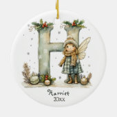 Gemütliches Weihnachtsfest Anfänglicher Personalis Keramik Ornament (Hinten)