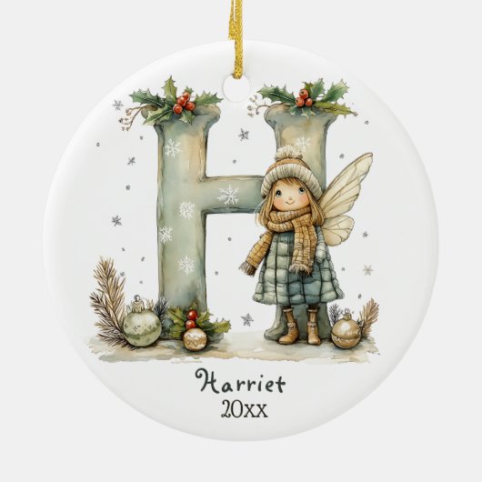 Gemütliches Weihnachtsfest Anfänglicher Personalis Keramik Ornament (Hinten)