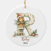 Gemütliches Weihnachtsfest Anfänglicher Personalis Keramik Ornament (Hinten)