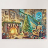 Gemütliches Weihnachtsfest im Wohnzimmer Szene Puzzle (Horizontal)