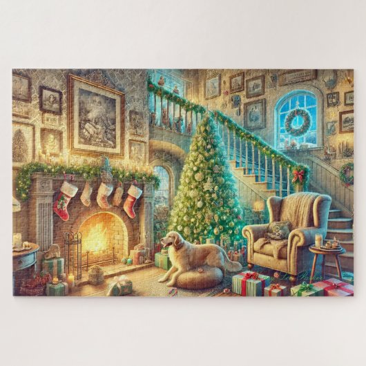 Gemütliches Weihnachtsfest im Wohnzimmer Szene Puzzle (Horizontal)