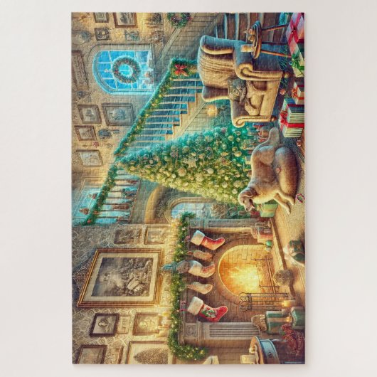 Gemütliches Weihnachtsfest im Wohnzimmer Szene Puzzle (Vertikal)