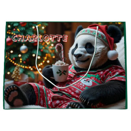 Gemütliches Weihnachtsfest Panda in Pajamas Person Große Geschenktüte