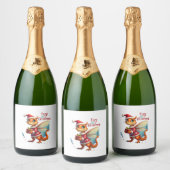 Gemütliches Weihnachtsfest Schaumweinetikett (Flaschen)