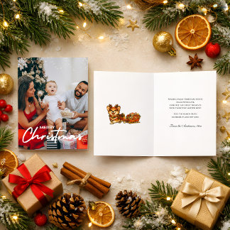 Gemütliches Weihnachtsfoto Corgi Rentier Schlitten Feiertagskarte