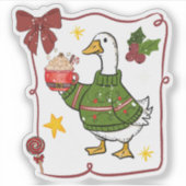 Gemütliches Weihnachtsgans-Feiertagsdesign Aufkleber (Vorderseite)