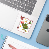 Gemütliches Weihnachtsgans-Feiertagsdesign Aufkleber (Laptop mit iPhone)