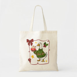 Gemütliches Weihnachtsgans-Feiertagsdesign Tragetasche