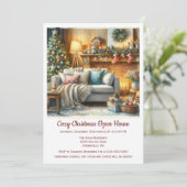 Gemütliches Weihnachtshaus Einladung (Stehend Vorderseite)