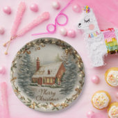 Gemütliches Weihnachtshäuschen-Papierplatte Pappteller (Party)