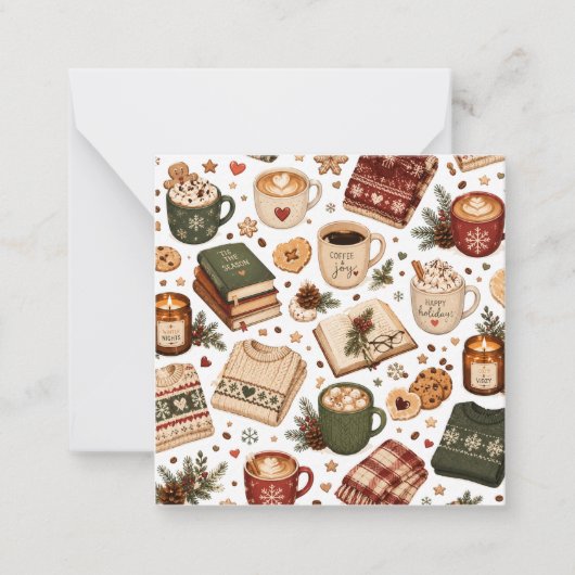 Gemütliches Weihnachtskaffee-Wintermuster Mitteilungskarte (Vorderseite)
