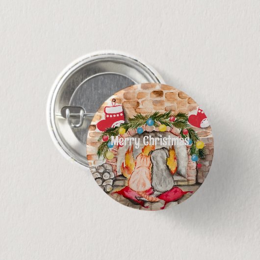 Gemütliches Weihnachtsmantel mit Hund und Katze Button (Vorne & Hinten)