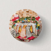 Gemütliches Weihnachtsmantel mit Hund und Katze Button (Vorderseite)