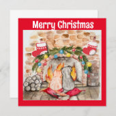 Gemütliches Weihnachtsmantel mit Hund und Katze Einladung (Vorne/Hinten)