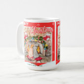 Gemütliches Weihnachtsmantel mit Hund und Katze Kaffeetasse (Vorderseite Links)