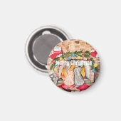 Gemütliches Weihnachtsmantel mit Hund und Katze Magnet (Vorderseite/Rückseite)