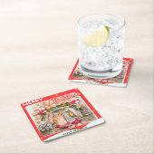 Gemütliches Weihnachtsmantel mit Hund und Katze Rechteckiger Pappuntersetzer (Vor Ort)