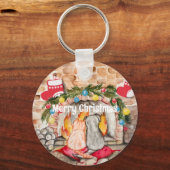 Gemütliches Weihnachtsmantel mit Hund und Katze Schlüsselanhänger (Vorderseite)