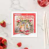 Gemütliches Weihnachtsmantel mit Hund und Katze Serviette (Beispiel)