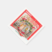 Gemütliches Weihnachtsmantel mit Hund und Katze Serviette (Ecke)