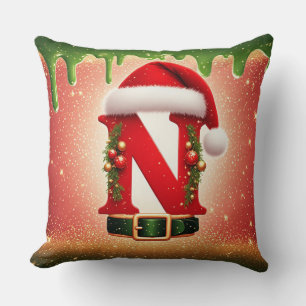 Gemütliches Weihnachtsmonogramm N mit Weihnachtsma Kissen