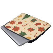 Gemütliches Weihnachtsmuster mit Geschenken und Bä Laptopschutzhülle (Vorne Knopf)