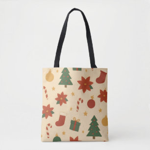 Gemütliches Weihnachtsmuster mit Geschenken und Bä Tasche
