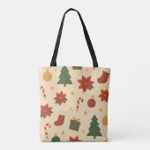 Gemütliches Weihnachtsmuster mit Geschenken und Bä Tasche (Rückseite)