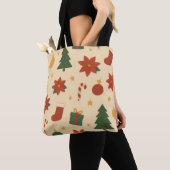 Gemütliches Weihnachtsmuster mit Geschenken und Bä Tasche (Von Nahem)